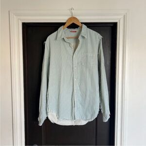 Denimist light blue and white striped button down oversized shirt sz M